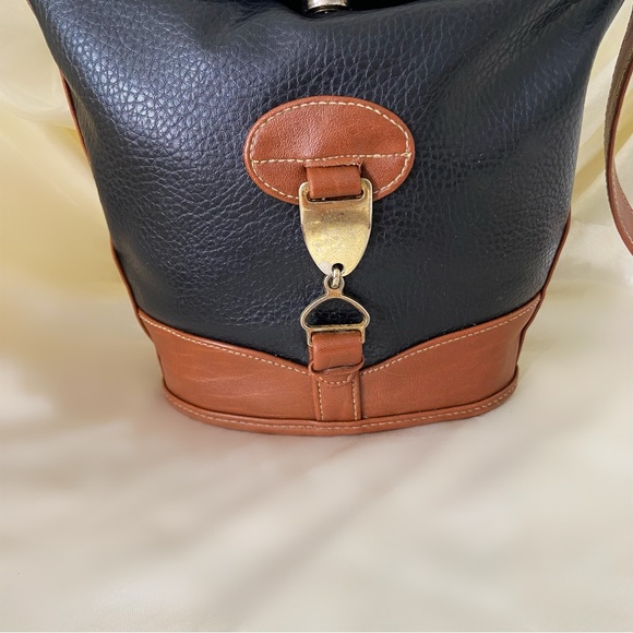 Vintage horsebit brown black crossbody purse bucket - Picture 3 of 7